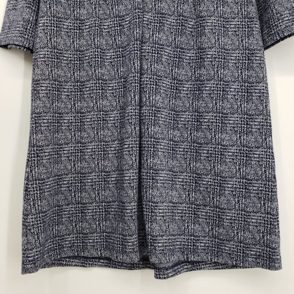 3/$25 41 Hawthorn Aniya Plaid Jacquard Knit Shift Dress L Pockets Work Navy Blue - Picture 10 of 11